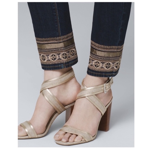 NWT White House Black Market Curvy Straight Crop Jean With Embellished Hem - Picture 5 of 15